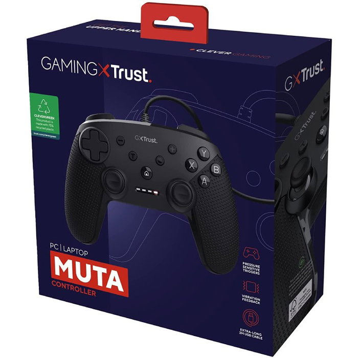 Trust Gaming GXT 541 MUTA Mando gamepad PC cableado USB-C 3m gatillo presión vibración 75% reciclado